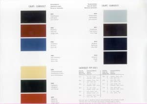 Porsche 356 1964-1965 Booklet colour samples